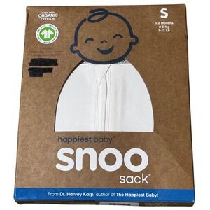 NEW! Happiest Baby SNOO Sack - Size S (5-12 lbs) White, Organic Cotton Swaddle